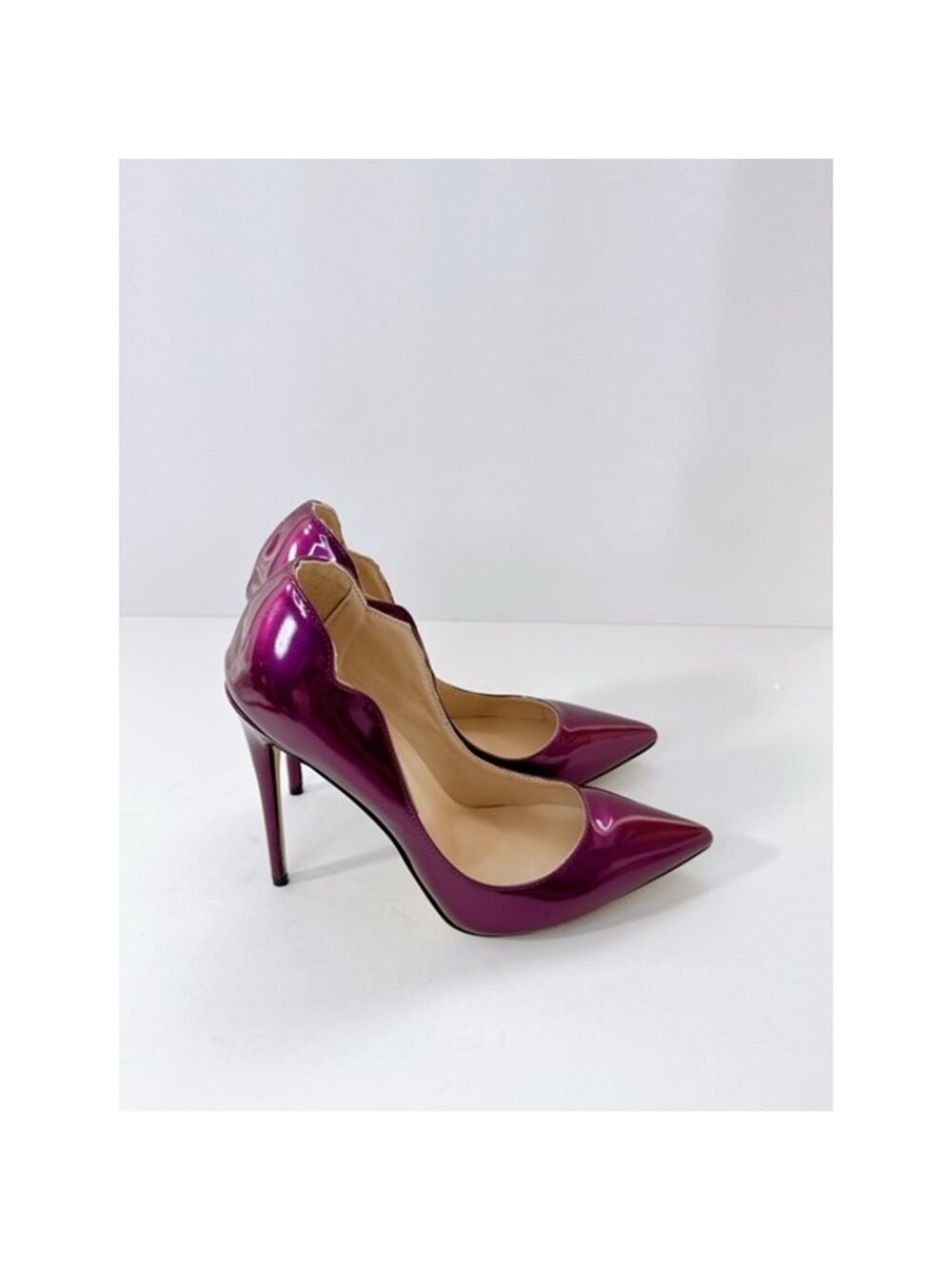 Size 7.5 Women’s Purple Metallic Patent Pumps Pointed Toe Stiletto Heels